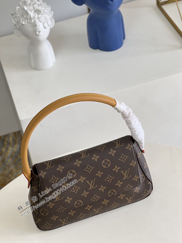 LV專櫃2023新款方盒包手提女包 M51147 路易威登中古款老花looping中號單肩腋下包 dn1073